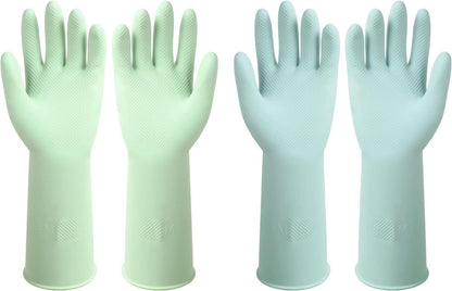 Dishwashing Rubber Gloves Reusable Kitchen Gloves 2Pairs Cleaning Gloves