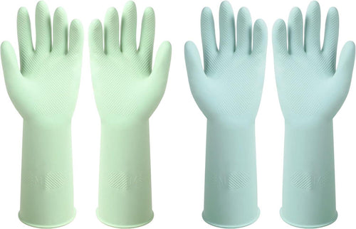 Dishwashing Rubber Gloves Reusable Kitchen Gloves 2Pairs Cleaning Gloves